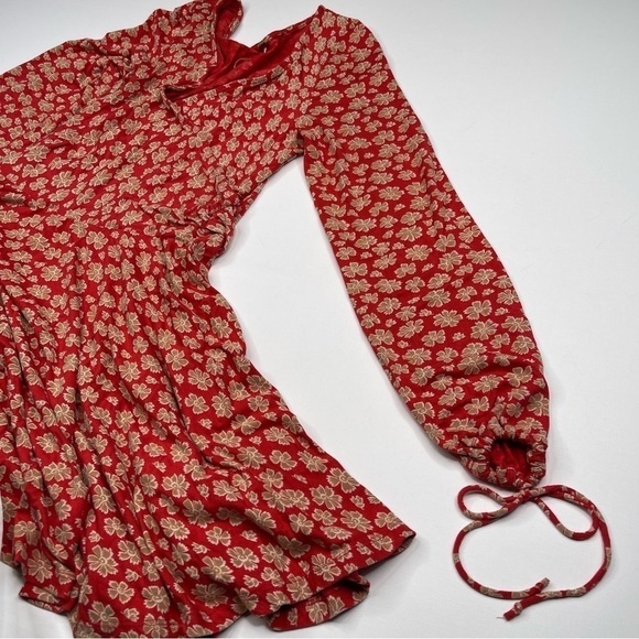 Free People Dress Pradera Faux Wrap Fairy Coquette Feminine Floral Boho Prairie - Picture 5 of 13